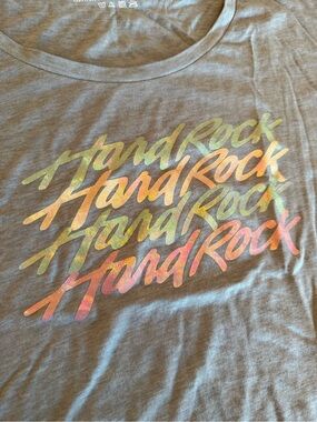 Hard Rock Ombre Script Tee - Light Blue with Metallic Accents